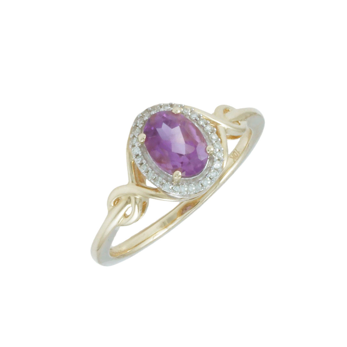 Solid 10k Gold Amethyst & Diamond outlet Ring