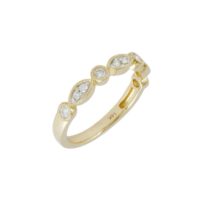 Solid 14k Yellow Gold Fancy Diamond Stack Ring TN10005