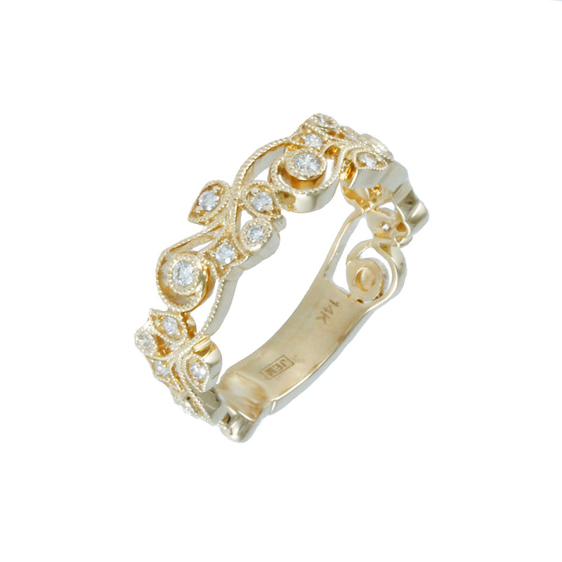 Solid 14K Yellow Gold Fancy Diamond Ring TN10035