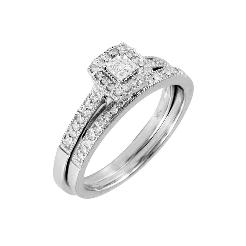 Solid 10K White Gold Fancy Diamond Ring TN10039