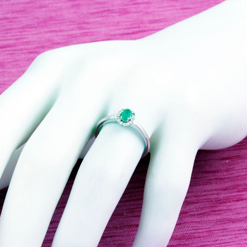 Solid 10K White Gold Fancy Emerald and Diamond Ring  TN10110