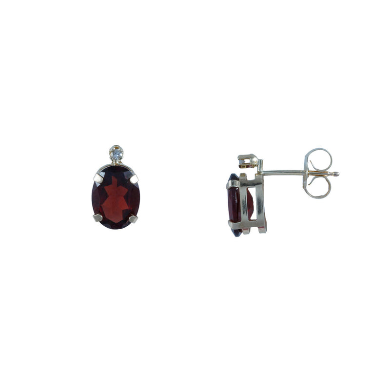 Solid 10K Yellow Gold Fancy Garnet and Diamond Earrings TN10249