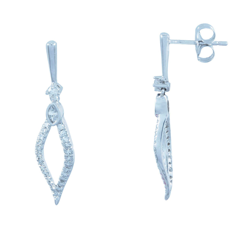 Solid 10K White Gold Fancy Diamond Earrings TN10634